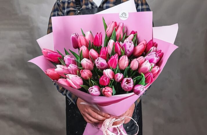 Букет из розовых тюльпанов (51 шт.)