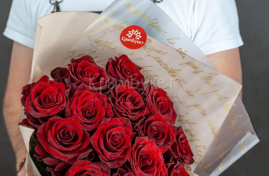 Букет из импортных красных роз (15 шт.)