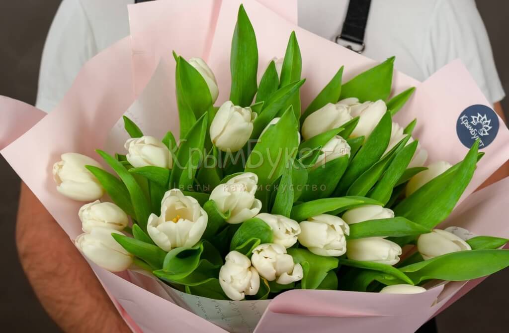 Букет из белых тюльпанов (25 шт.)