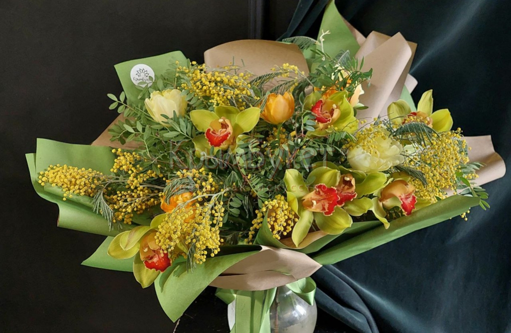 Букет из тюльпанов, орхидей и мимозы! 